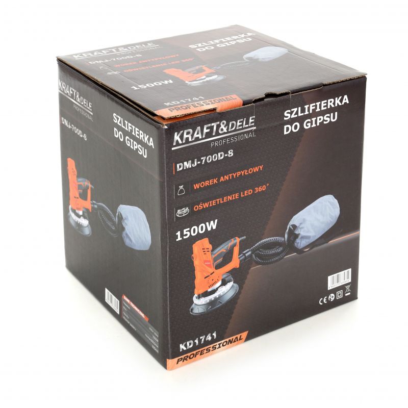 SEZONUL-OFERTELOR la Slefuitor pereti cu aspirator si iluminare LED KRAFTSON % Import Polonia %  1741, 1500W, 225 mm, turatie reglabila