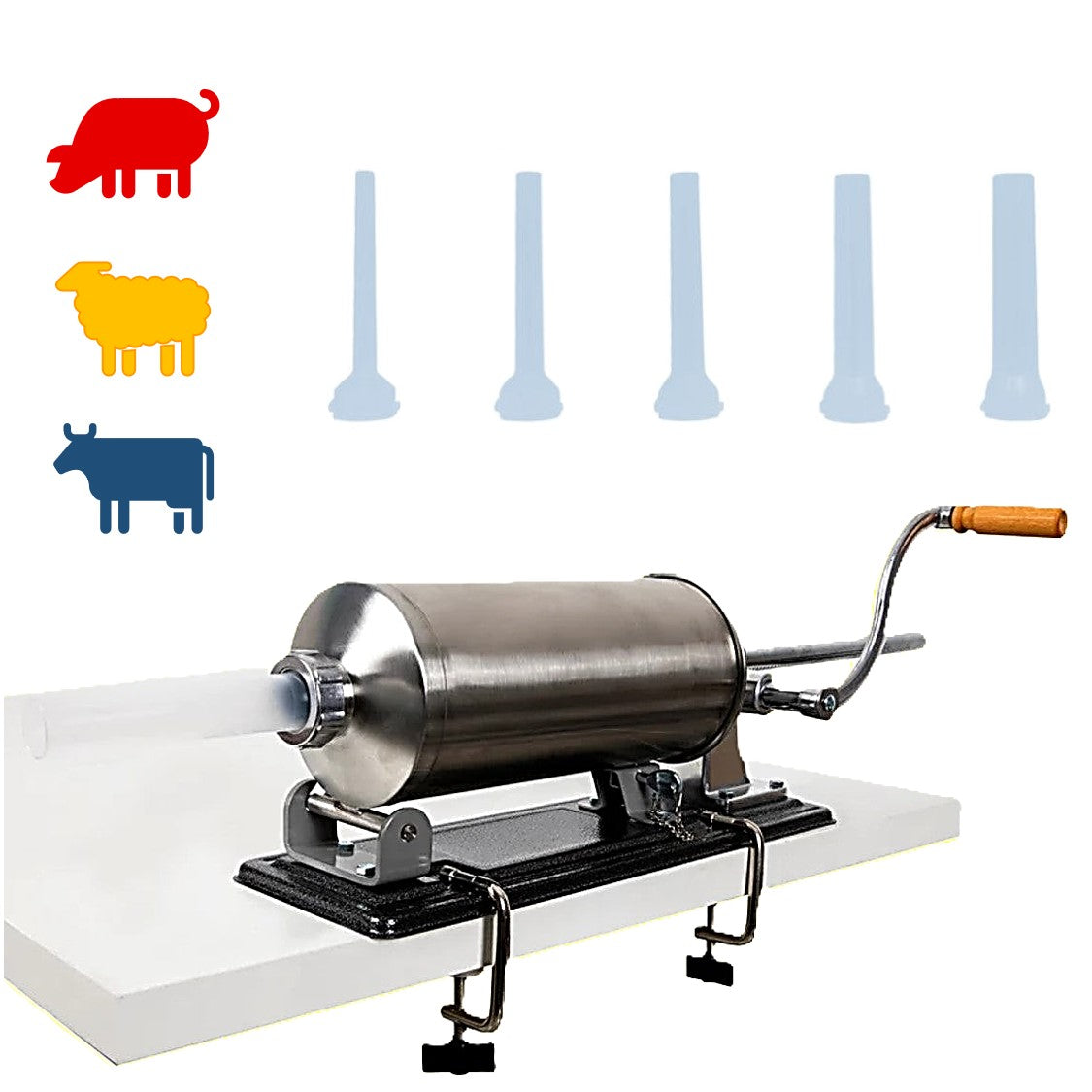 BLACK FRIDAY *WINTER SALE* Masina Umplere Carnati si Mezeluri, 4 kg Orizontala, cu 5 Palnii incluse, Porc+Vita+Oaie