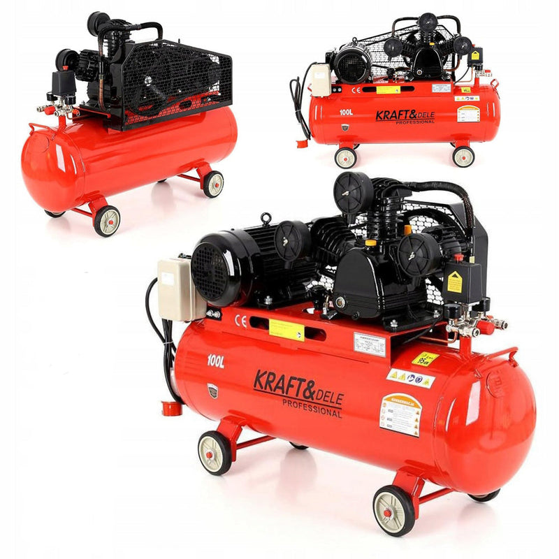 BLACK-is-BACK Compresor aer KRAFTSON % Import Polonia %  1477, 100L, 400V, 4100W, 8Bar, 320L/min