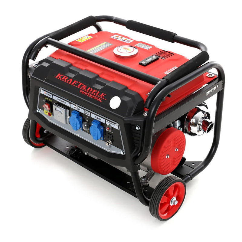 BLACK-is-BACK Generator curent Kraft&Dele KD138, 230V, 4 timpi, stabilizator tensiune (AVR), roti transport