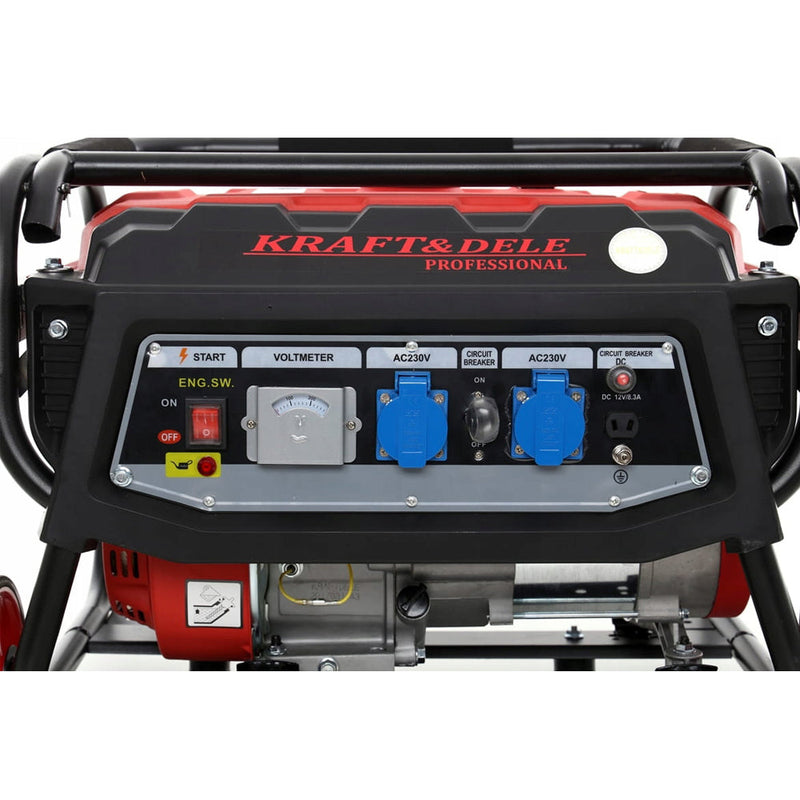 BLACK-is-BACK Generator curent Kraft&Dele KD138, 230V, 4 timpi, stabilizator tensiune (AVR), roti transport