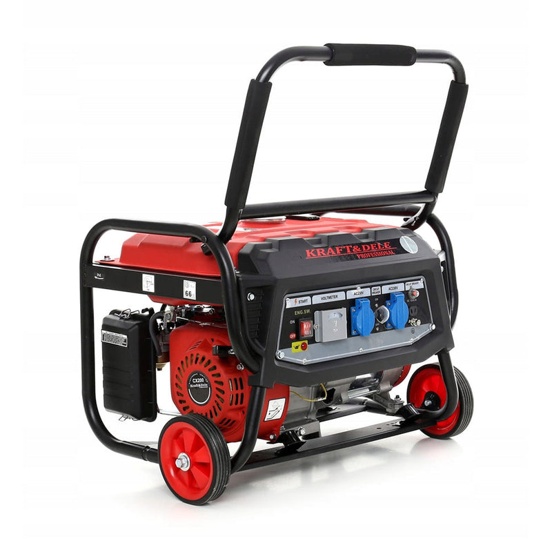 BLACK-is-BACK Generator curent Kraft&Dele KD138, 230V, 4 timpi, stabilizator tensiune (AVR), roti transport