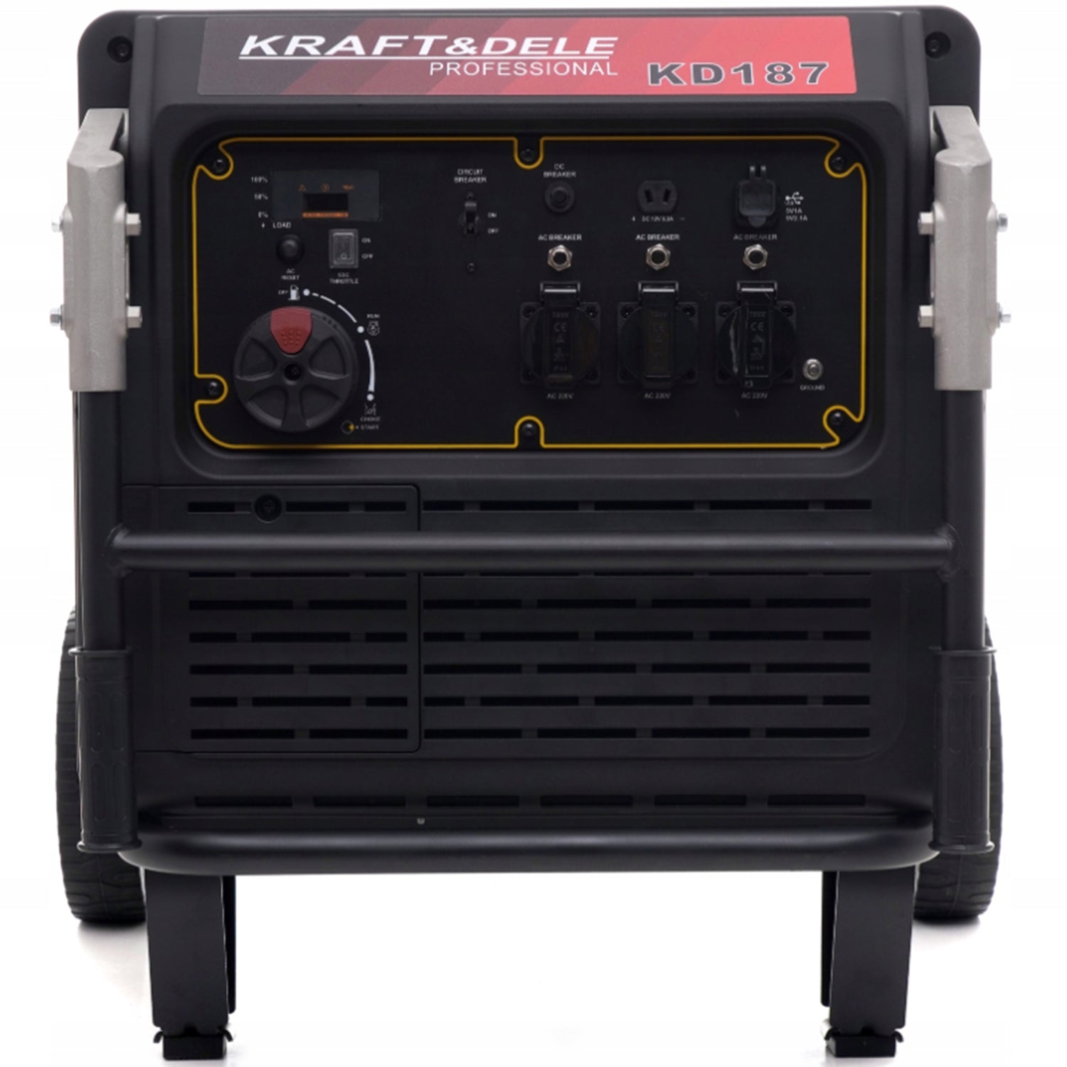 *BLACK-FRIDAY* Generator curent silentios profesional Kraft&Dele KD187, 220V, 4 timpi, stabilizator tensiune AVR , roti transport