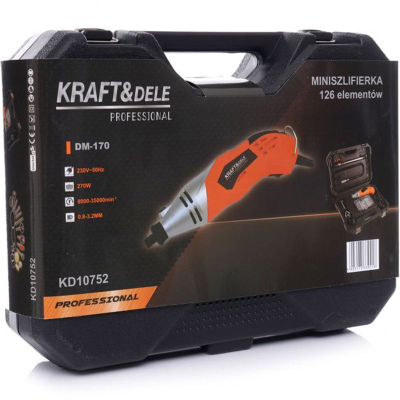 BLACK-is-BACK Masina de gravat Kraft&Dele KD10752, 126 accesorii, 270W, 35000RPM