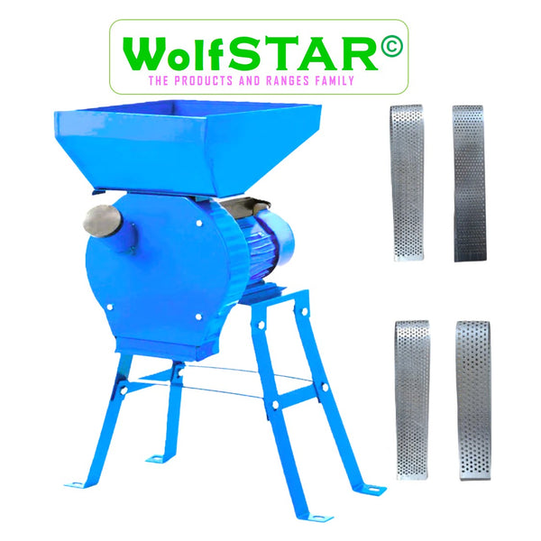 *PROMO* SET Moara+Suport WOLFSTAR pentru cereale+stiuleti (2 in 1) 3.9KW, Blue B-3900 CUVA MARE, cu ciocanele pentru uruiala si malai