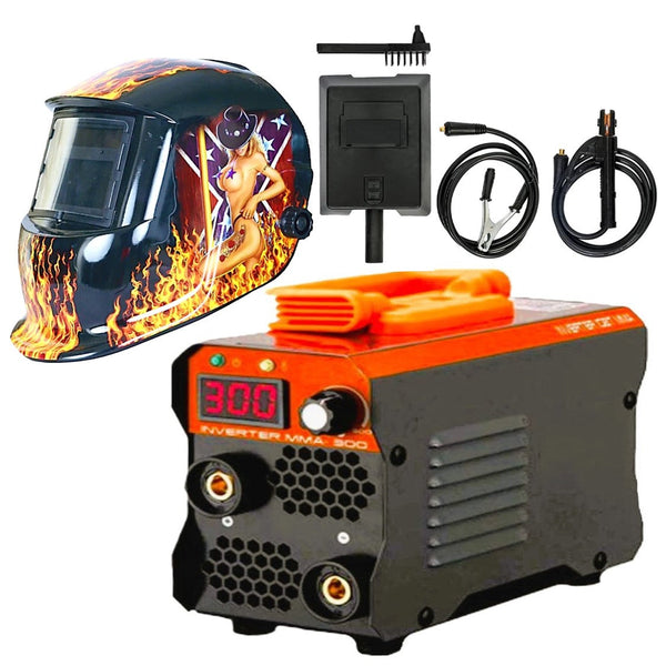 SET WeldEXPERT SUDURA CU ELECTROD, 1870-37107, Aparat Sudura Invertor MMA-300A cu posibilitate LIFT-TIG, + Masca Automata Personalizata SUPERHOT-FLAMES