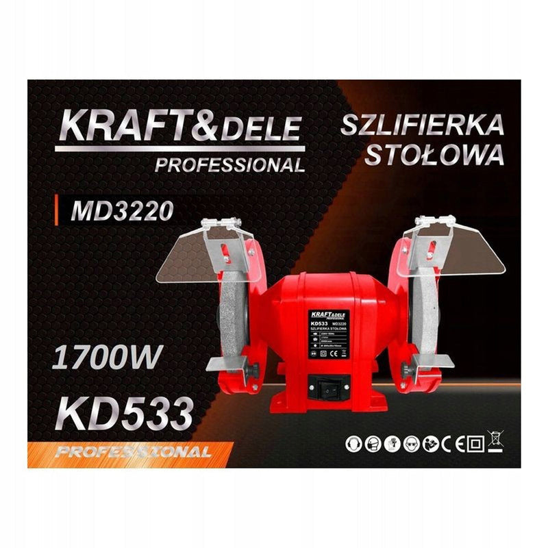 SEZONUL-OFERTELOR la Polizor de banc KRAFTSON % Import Polonia %  533, 1700W, 2950RPM, diametrul discului 200 mm