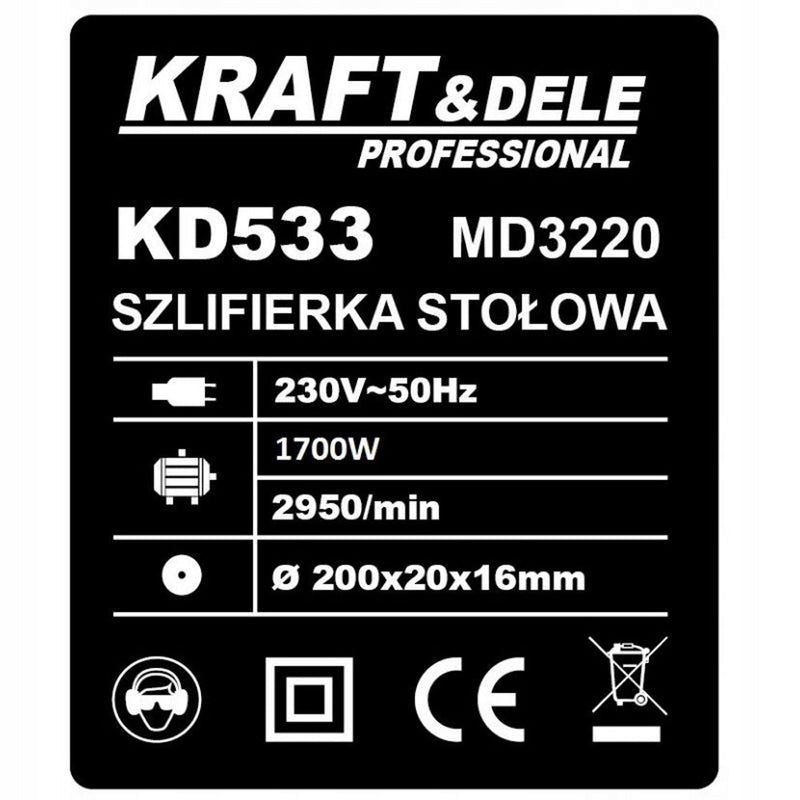 SEZONUL-OFERTELOR la Polizor de banc KRAFTSON % Import Polonia %  533, 1700W, 2950RPM, diametrul discului 200 mm