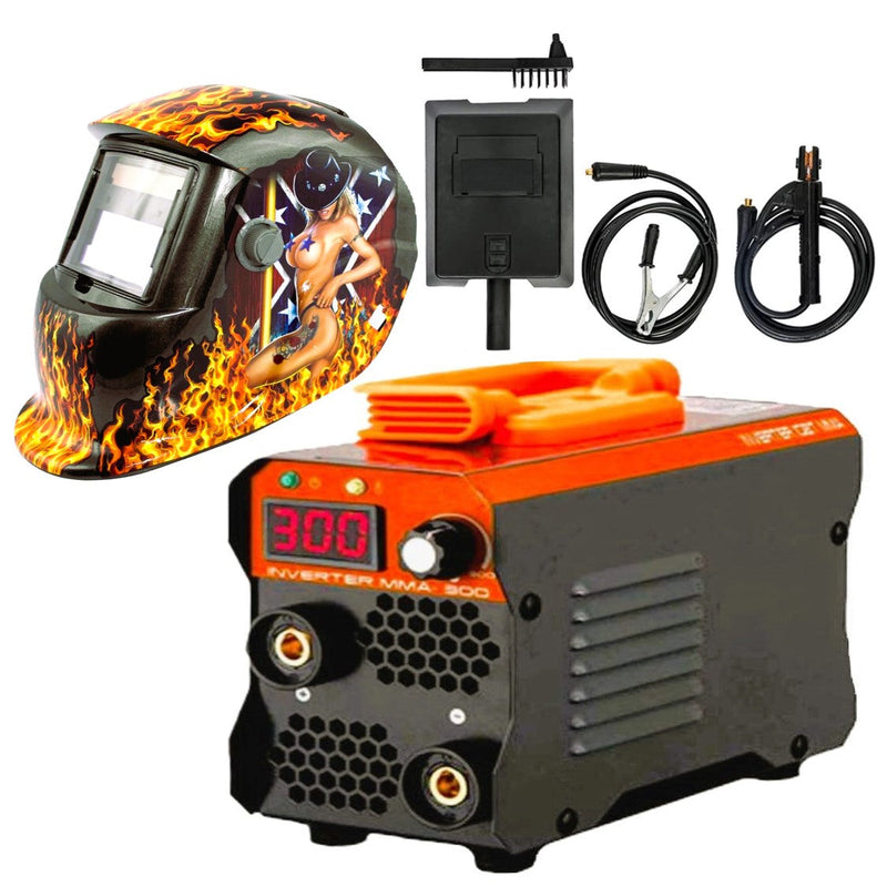 BLACK-FRIDAY SET WeldEXPERT SUDURA CU ELECTROD, 1870-881, Aparat Sudura Invertor MMA-300A cu posibilitate LIFT-TIG, + Masca Automata Personalizata HOT-FLAMES