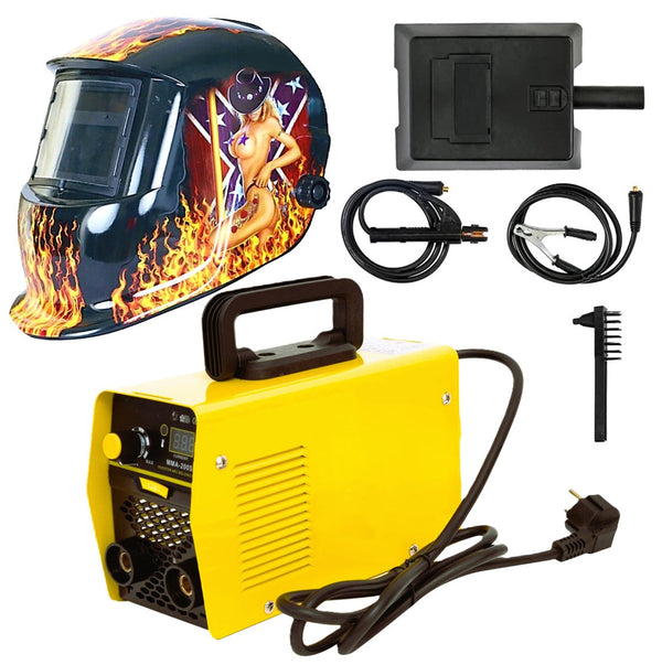 SET WeldEXPERT SUDURA CU ELECTROD, GPY200-37107, din Aparat sudura Invertor MMA 300A, + Masca Automata Personalizata SUPERHOT-FLAMES