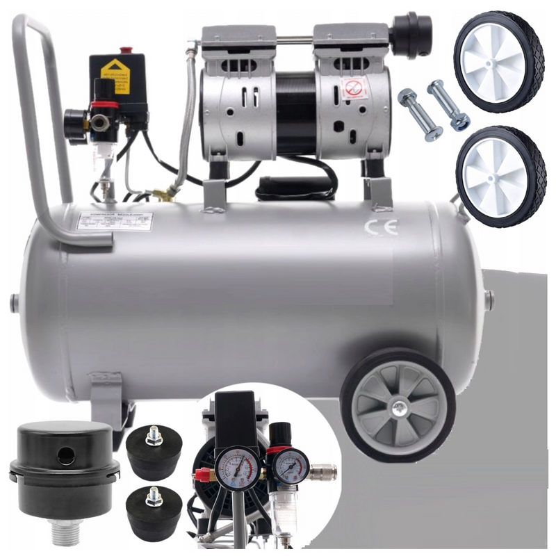 *BLACK-FRIDAY* Set Compresor aer fara ulei Kraft&Dele KD1395, 24L, 2Cp, 1200W, 8Bar, 220L, silentios + Kit 6 accesorii premium