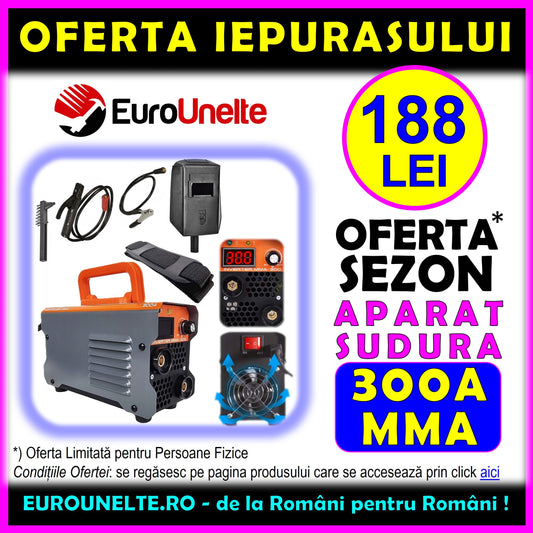 *OFERTE-DE-SEZON: 188 LEI* Aparat de sudura AZORAX cu Ecran LCD, MMA 300A, electrod 1.6-5mm, Model ELECTROD