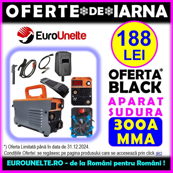 *OFERTE-DE-SEZON: 188 LEI* Aparat de sudura AZORAX cu Ecran LCD, MMA 300A, electrod 1.6-5mm, Model ELECTROD