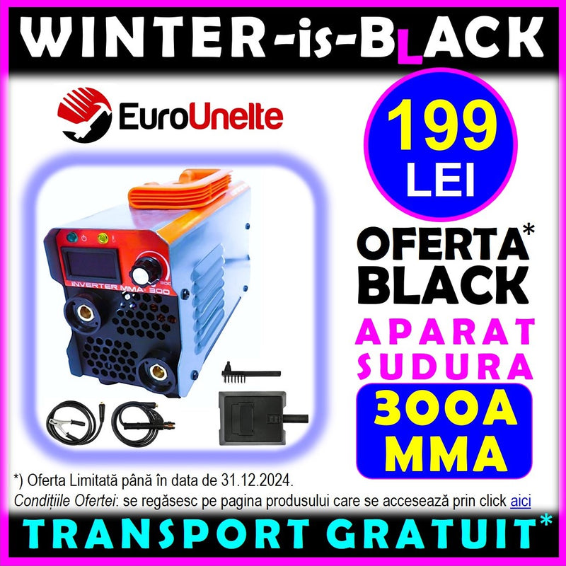 *OFERTA BLACK: 199 LEI TRANSPORT INCLUS* Aparat de sudura AZORAX, MMA 300A, Ecran LCD, electrod 1.6-5mm, Model ELECTROD