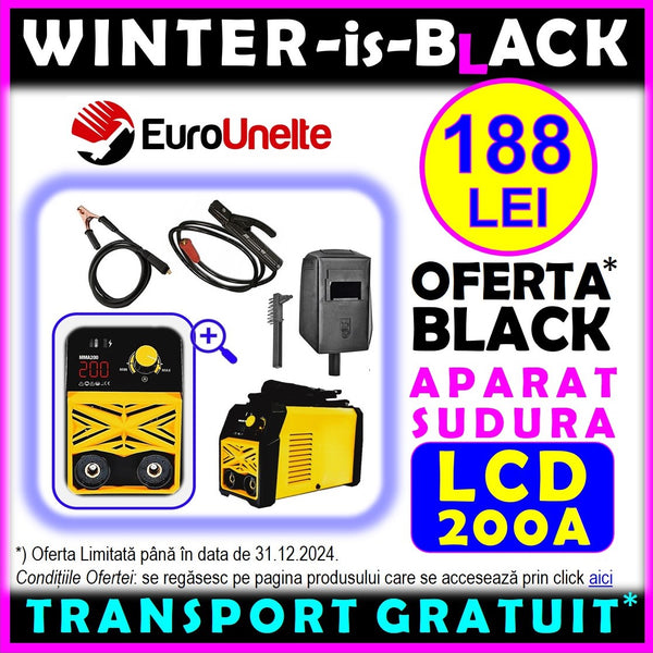 *OFERTA BLACK: 188 LEI TRANSPORT INCLUS* Aparat de sudura DORELL ALEGE, Ecran LCD COLOR, electrod 1.6-5mm, REGLAJ FIN AMP200