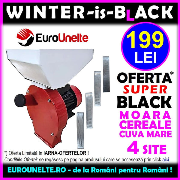 *IARNA-OFERTELOR: 199 LEI* Moara cereale+stiuleti (2 in 1) WOLFSTAR, 3.9KW, cu ciocanele pentru uruiala si malai, Red-White E-3900