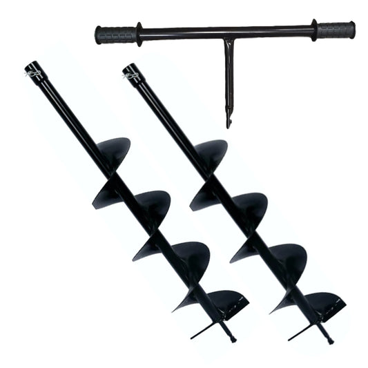 SET 2xBurghiu pamant DEZMAN D250MM+D250MM, pentru motoburghie si foreze pamant, prindere universala, PLUS MANER MANUAL