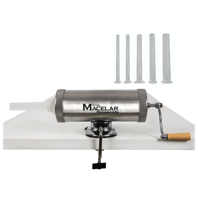 *WINTER SALE* MICUL MACELAR® Recomanda - Aparat de umplut carnati, 2.5Kg, 5xPalnii incluse, Orizontal, Inox