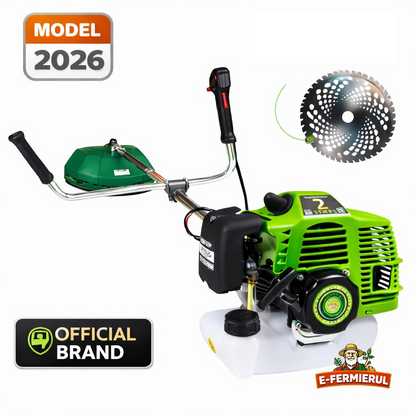 Set Motocoasa E-FERMIERUL GT6HP-BM-2T, GREEN-Neon, 9.6CP + Cap Prasitoare + Extra Disc Vidia CADOU