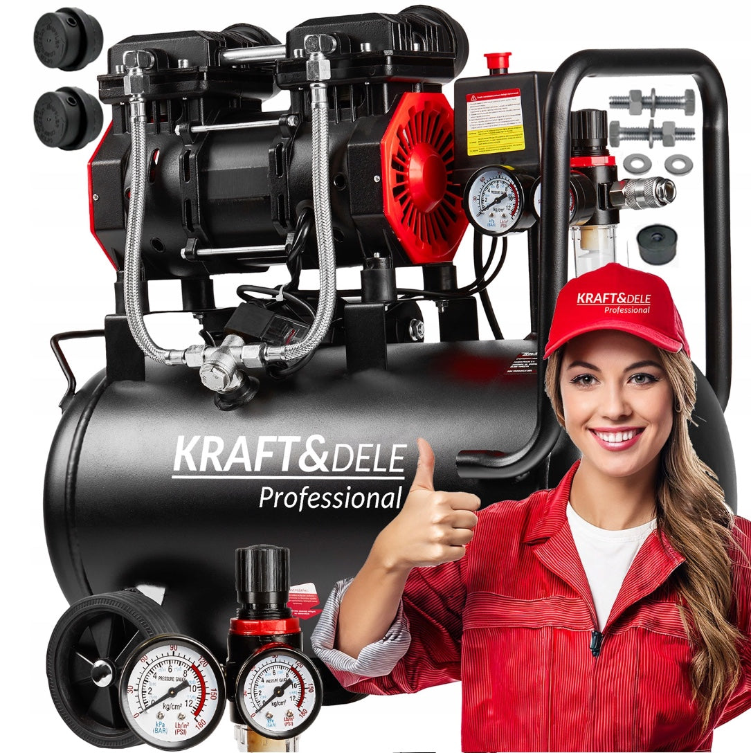 Compresor aer fara ulei Kraft&Dele KD1385, 24L, 1390W, 8Bar, 220L, silentios, profesional