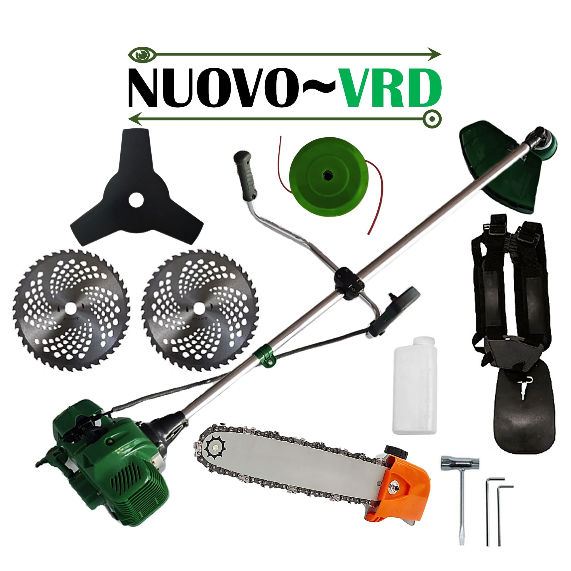 Cositoare pe benzina NUOVO-VRD 6CP Verde, Disc Stea, 2xDisc Vidia, accesorii incluse, +CAP DRUJBA