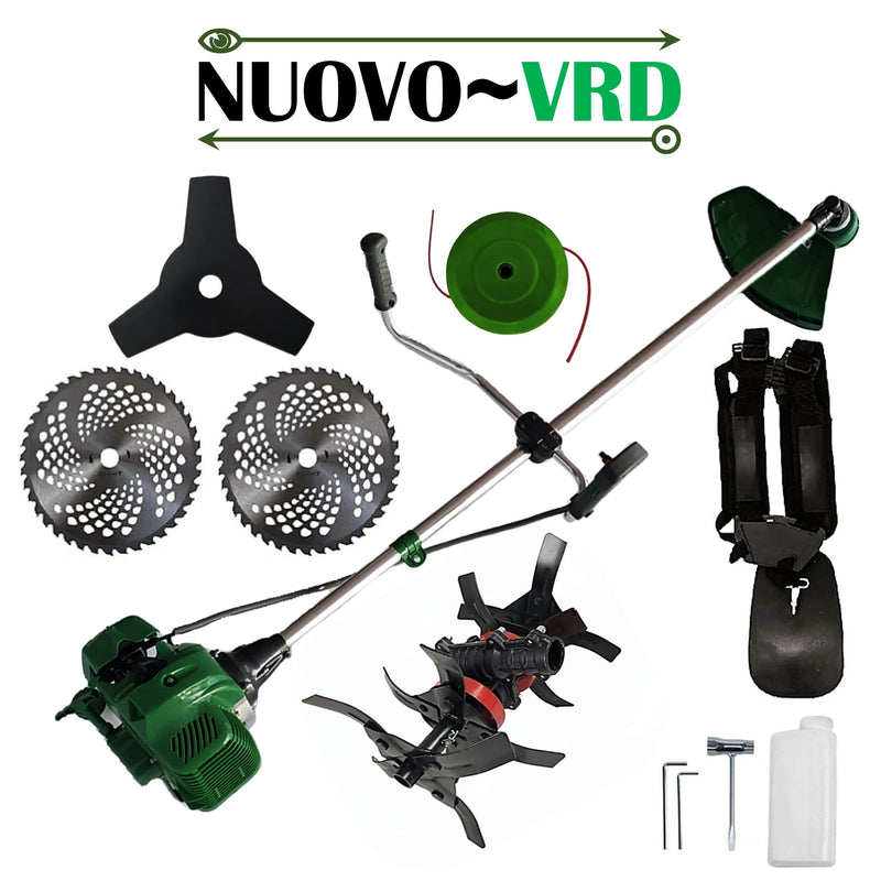 SEZONUL-OFERTELOR CULTIVATOR PREMIUM + Cositoare pe benzina NUOVO-VRD 6CP Verde, Disc Stea, 2xDisc Vidia, accesorii incluse