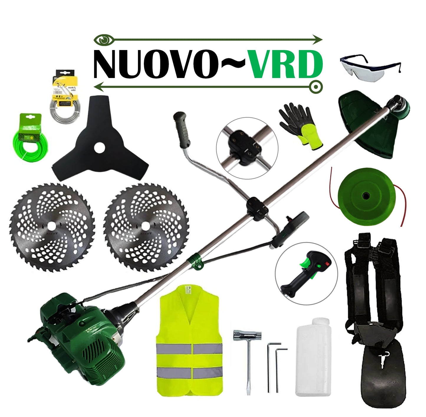 SET Cositoare pe benzina NUOVO-VRD 6CP Verde, Disc Stea, 2xDisc Vidia, EXTRA Accesorii incluse