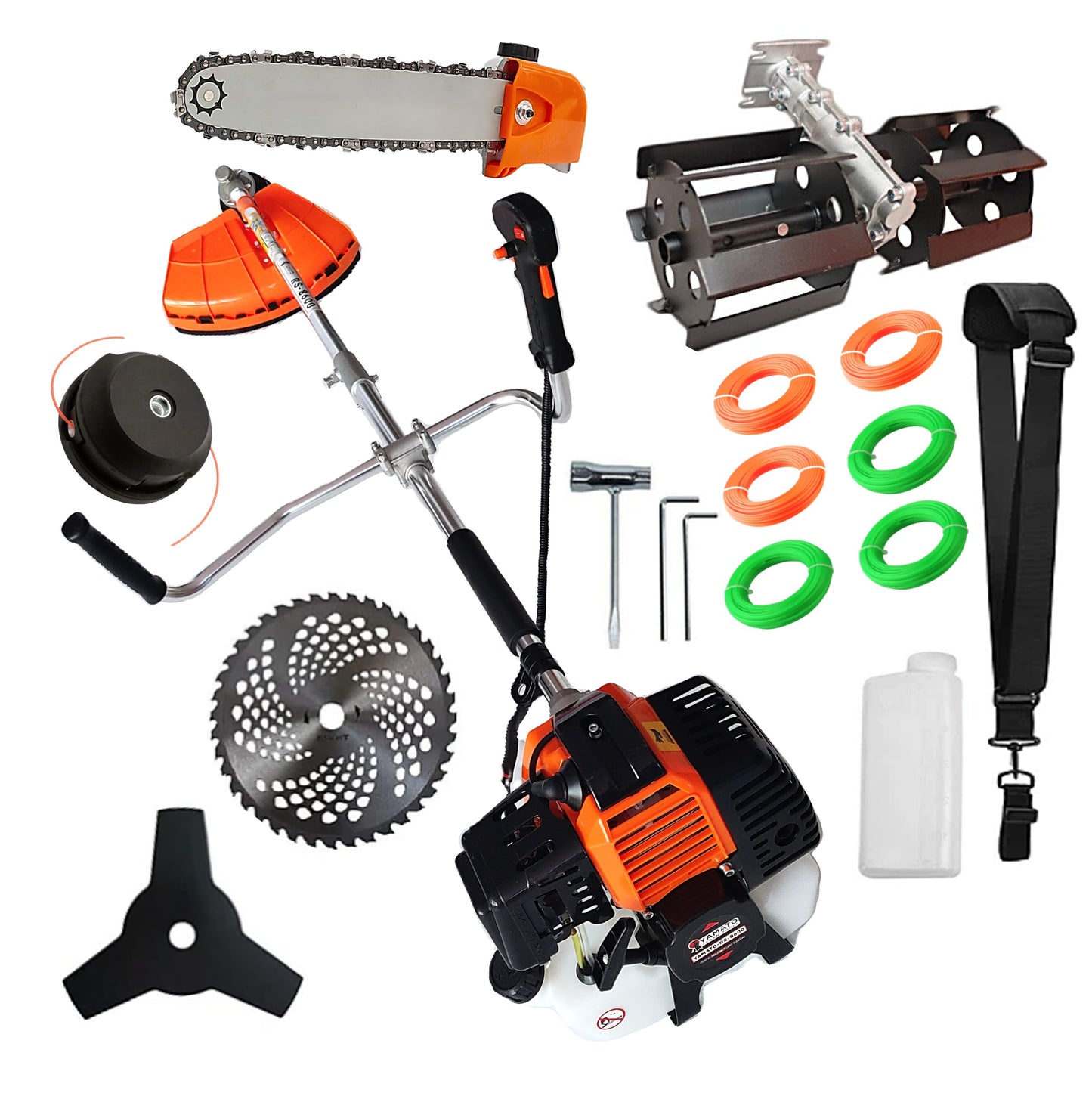 Set PRASITOARE+CAP DRUJBA+Cositoare RS-8600 Multifunctionala YAMATO® Japan Tools,, 6.3CP RACING EDITION, OrangeBLACK, +EXTRA Fir-Taiere