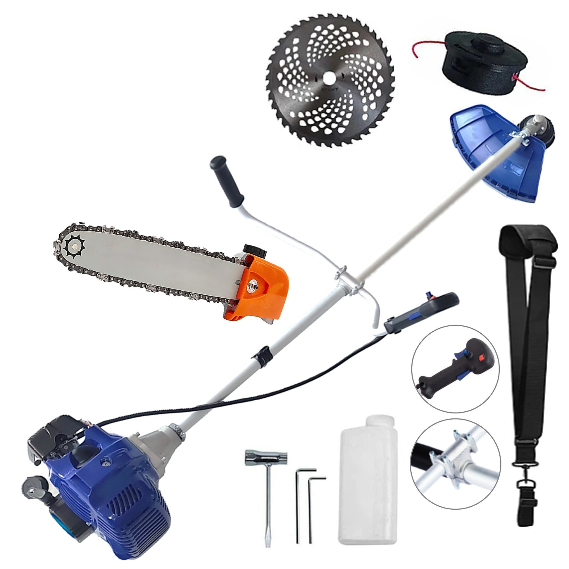 CAP DRUJBA+Motocoasa NUOVO-BLUe Fuel-Economy 3.4CP, Disc Vidia 255mm, Disc Stea, accesorii incluse