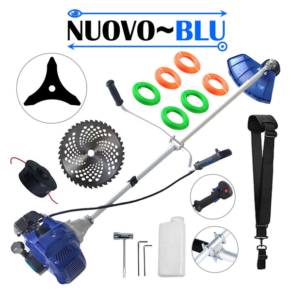 Cositoare pe benzina NUOVO-BLUe Fuel-Economy 3.4CP, Disc Stea+Vidia 255mm, accesorii incluse, SET FIR TAIERE