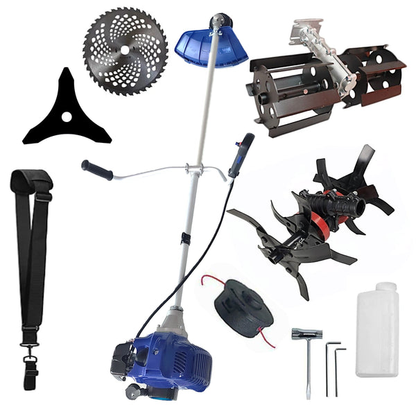 Cositoare pe benzina NUOVO-BLUe Fuel-Economy 3.4CP, Disc Stea+Vidia, accesorii incluse, +PRASITOARE+CULTIVATOR PREMIUM