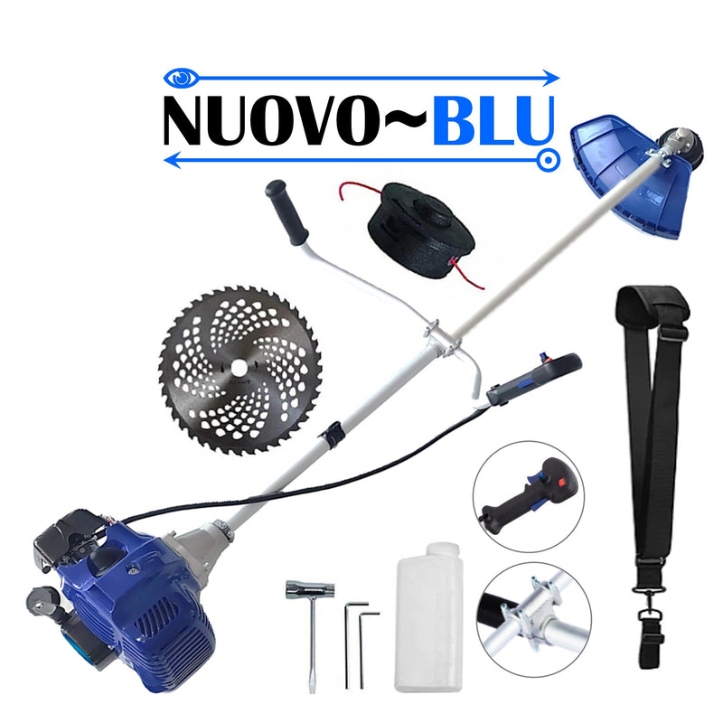*PROMO* Cositoare pe benzina NUOVO-BLUe Fuel-Economy 3.4CP, Disc Stea, Disc Vidia 255mm, accesorii incluse