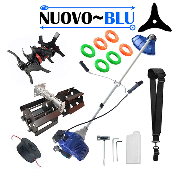Cositoare pe benzina NUOVO-BLUe Fuel-Economy 3.4CP, Disc Stea, +PRASITOARE+CULTIVATOR PREMIUM+EXTRA FIR TAIERE
