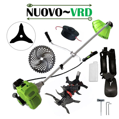 CULTIVATOR PREMIUM + Cositoare pe benzina NUOVO-VRD Green Fuel-Efficient 3.4CP, Discuri si Accesorii incluse