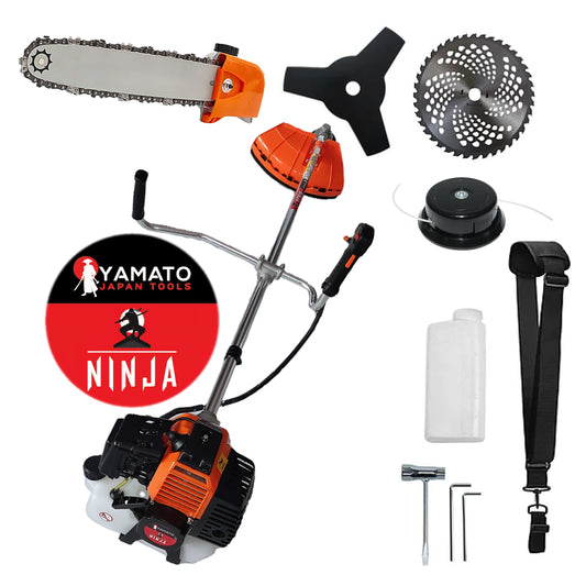 Set CAP DRUJBA+Cositoare Multifunctionala YAMATO® JAPAN TOOLS, Model NINJA-6CP, Negru-Portocaliu, accesorii si Discuri