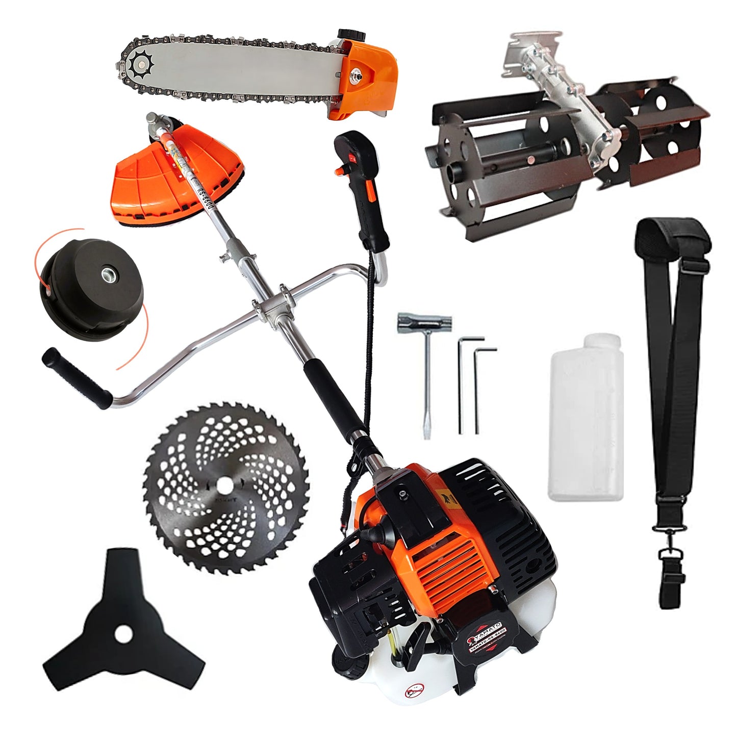 *PROMO* Set CAP DRUJBA+PRASITOARE+Cositoare RS-8600 Multifunctionala YAMATO® Japan Tools, 6.3CP RACING EDITION, OrangeBLACK, cu accesorii+Discuri