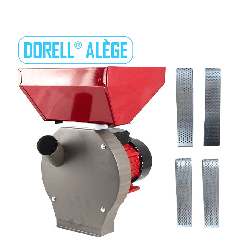 *DORELL® ALEGE* Moara cereale (2 in 1), malai-uruiala si stiuleti, cu ciocanele, GRI+ROSU - SUPER OFERTA