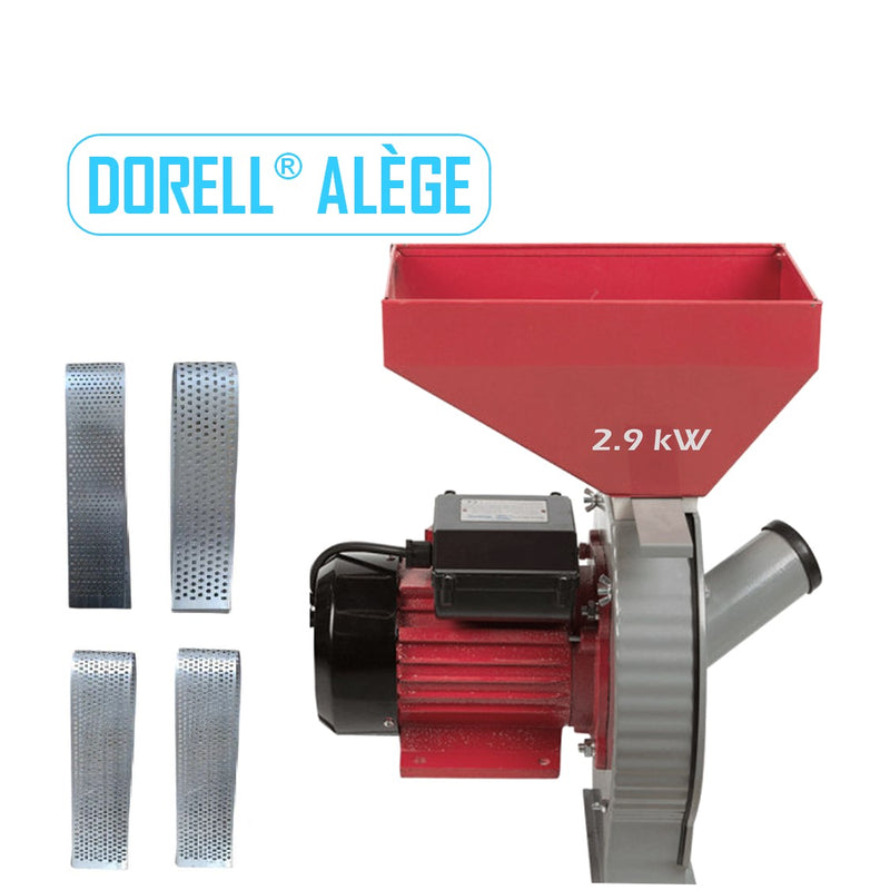 *DORELL® ALEGE* Moara cereale (2 in 1), malai-uruiala si stiuleti, cu ciocanele, GRI+ROSU - SUPER OFERTA