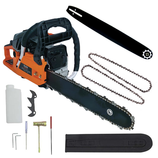 *PROMO* SET Drujba BESTIA NEAGRA cu PUTEREA BESTIEI, 4.4kW, 2 lame si 3 lanturi, 52cc, gheara si accesorii incluse, BlackOrange