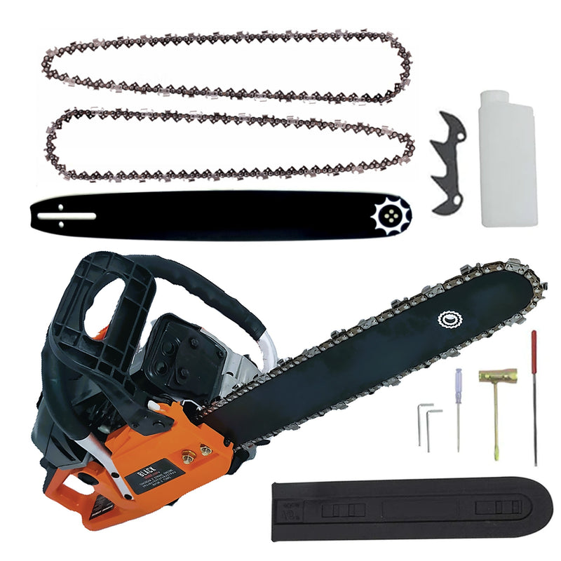*BuzZ* SET Drujba BESTIA NEAGRA, 2 Lame si 3 Lanturi, 4.4kW, 52cc, gheara si accesorii incluse, BlackOrange