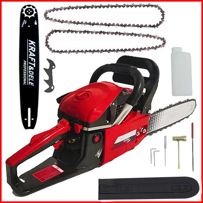 *BLACK-FRIDAY* *PROMO* Drujba BESTIA ROSIE cu 2 LAME si 3 LANTURI, 4.5CP, 52CC, accesorii incluse