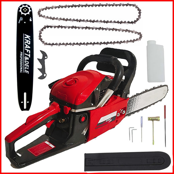 SEZONUL-OFERTELOR *PROMO* Drujba BESTIA ROSIE cu 2 LAME si 3 LANTURI, 4.5CP, 52CC, accesorii incluse