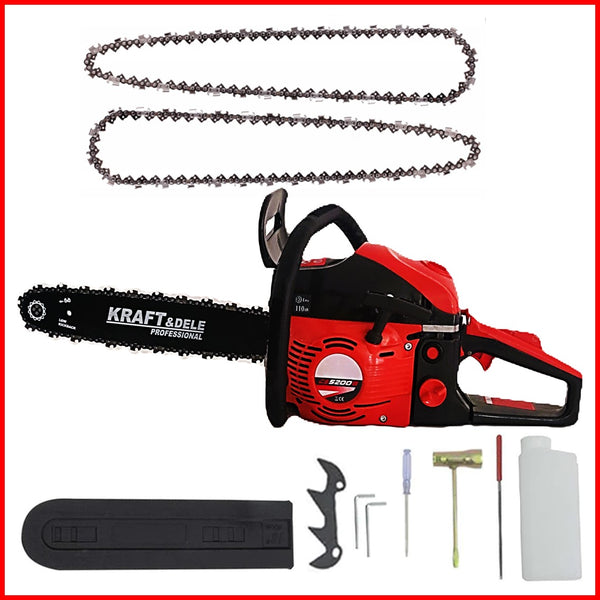 *BLACK-FRIDAY* *PROMO* Drujba BESTIA ROSIE cu 2 LAME si 3 LANTURI, 4.5CP, 52CC, accesorii incluse