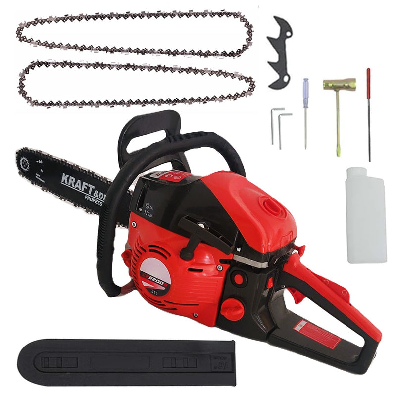 *HOT-SALE* Drujba BESTIA ROSIE cu 2 LAME si 3 LANTURI, 4.5CP, 52CC, accesorii incluse
