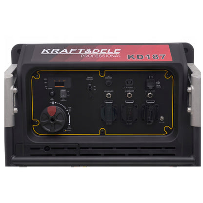 Generator curent silentios profesional Kraft&Dele KD187, 220V, 4 timpi, stabilizator tensiune (AVR), roti transport