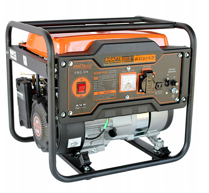 Generator curent Kraft&Dele KD3142, 1700W, 230V, 4 timpi, stabilizator tensiune (AVR), Accesorii incluse