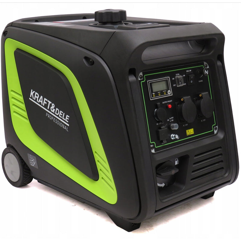 *OFERTELE-IEPURASULUI* Generator curent silentios profesional Kraft&Dele KD686, 230V, 4 timpi, stabilizator tensiune (AVR), roti transport, accesorii incluse