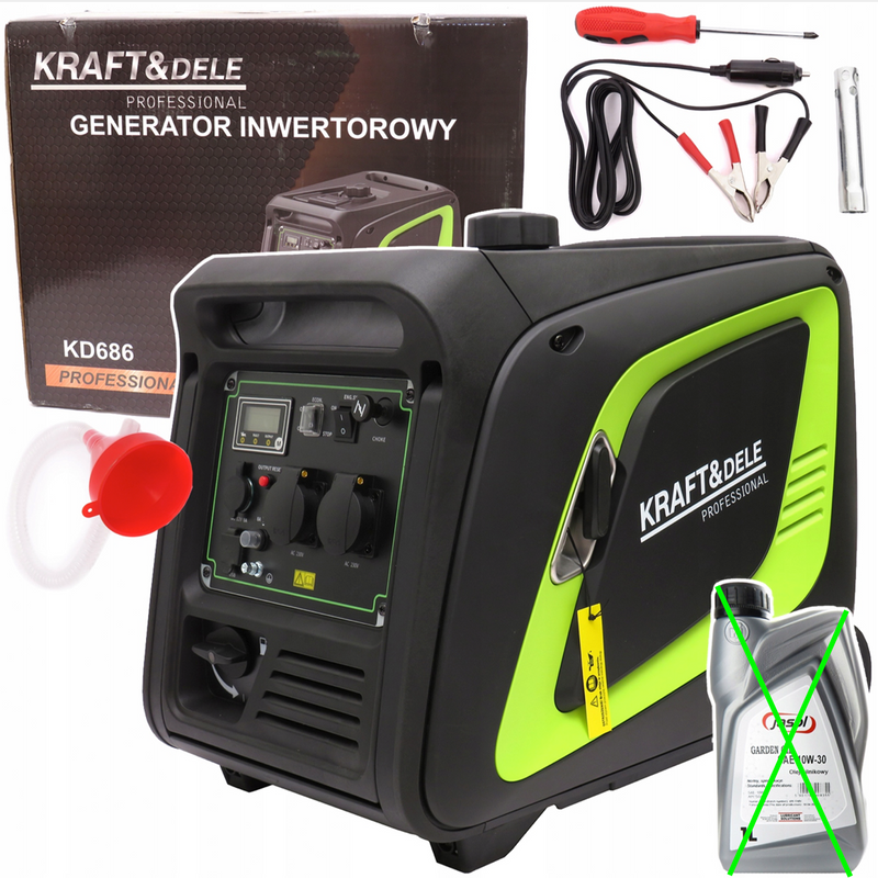 *OFERTELE-IEPURASULUI* Generator curent silentios profesional Kraft&Dele KD686, 230V, 4 timpi, stabilizator tensiune (AVR), roti transport, accesorii incluse