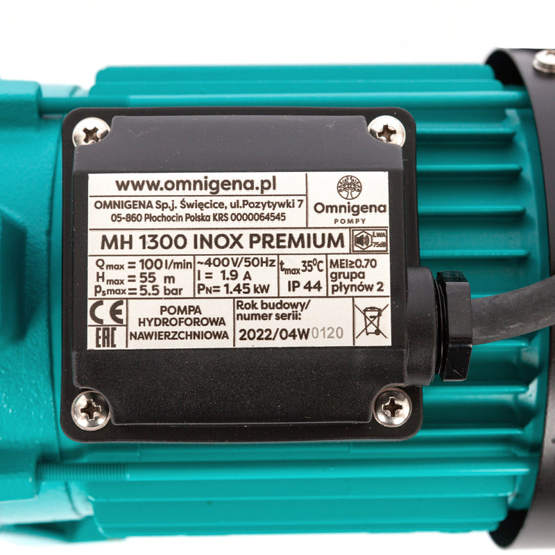 Pompa de suprafata Omnigena MH 1300 INOX PREMIUM, 400V, 1.45kW, 100l/min, H refulare 55m