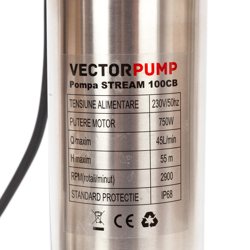 Pompa submersibila VectorPump Stream 100CB, 220V, 0.75kW, debit 2.7m3/h, H refulare 55m